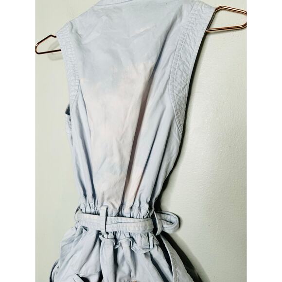 DEREK LAM 10 CROSBY x RTR Light Blue Cotton Button Front Tie Waist Romper 36 - Picture 5 of 14